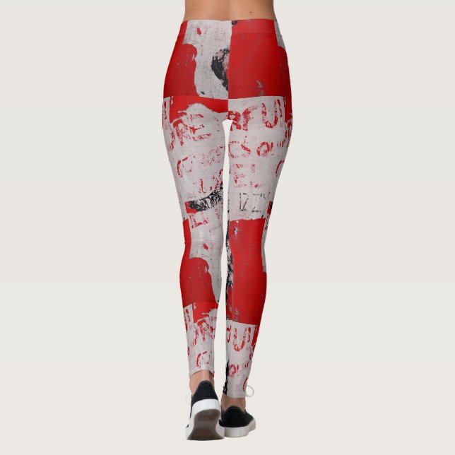 Leggings Graffiti rouge et blanc défraîchi avec crayon afri (Dos)