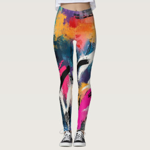 Leggings Graffiti urbain audacieux avec éclaboussures de co