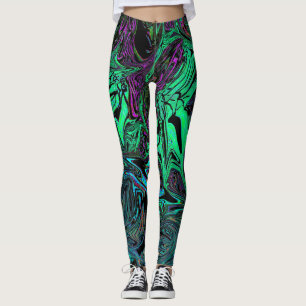 Leggings Graffiti vert liquide