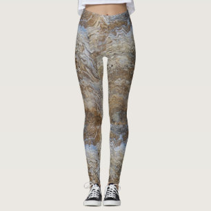 Leggings Grains de bois franc Brown blanc rustique