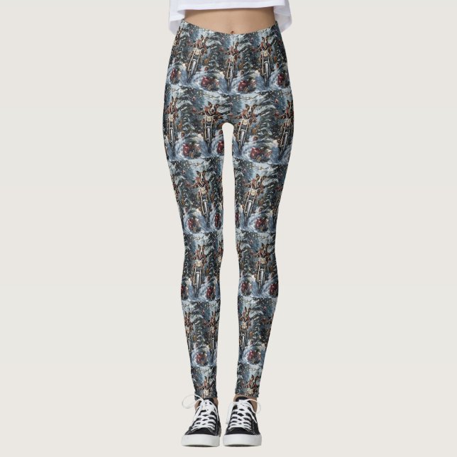 Leggings Grand chien Danse équitation moto Noël (Devant)