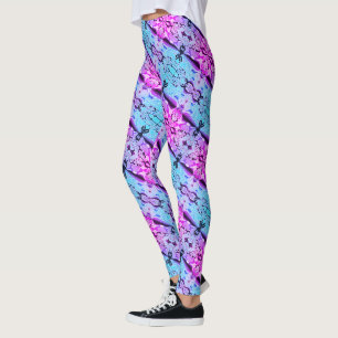 Leggings Grand miroir bleu ciel et rose à violet ton