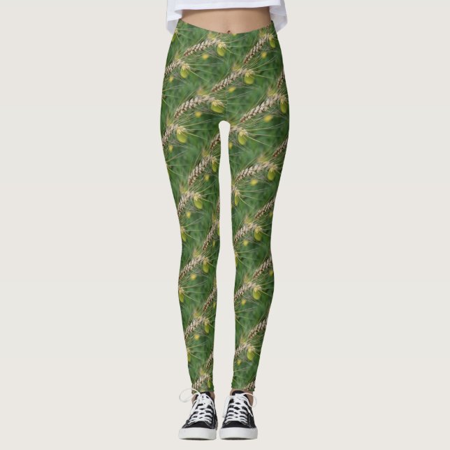 Leggings Grand Motif naturel sauvage de l'herbe (Devant)