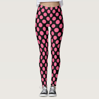 Leggings Grand Pois Rose Chaud Motif sur les pattes noires