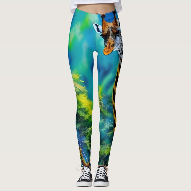 Leggings Grande Giraffe dans les arbres (Devant)