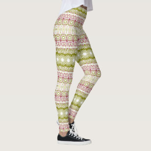 Leggings Grandes bandes de kaléidoscope rose et vert