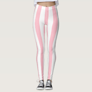 Leggings Grandes bandes verticales roses et blanches