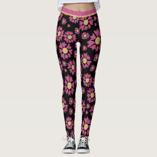Leggings Grandes Parties scintillant Rose Or Fleurs Fille F