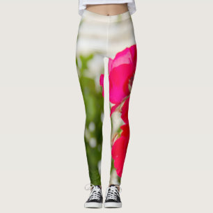 Leggings Grandes roses rouges dans le jardin