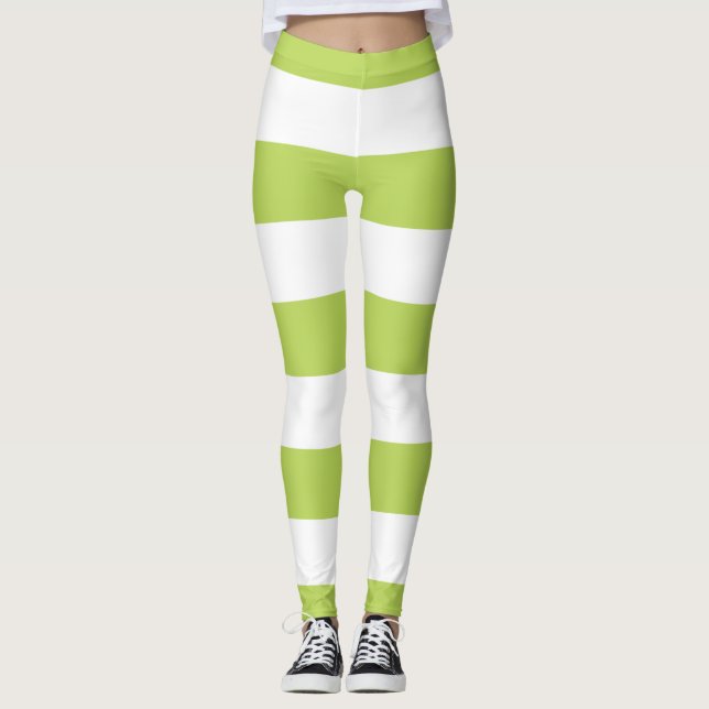 Leggings Grandes Tailles Vertes, Grandes Tailles Blanches,  (Devant)