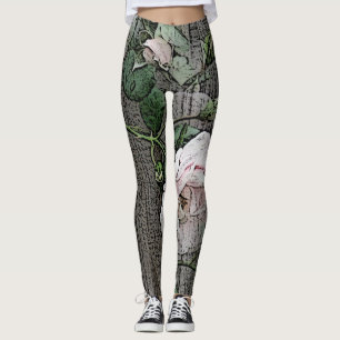 Leggings Grands Roses sur bois