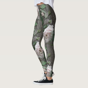 Leggings Grands Roses sur bois