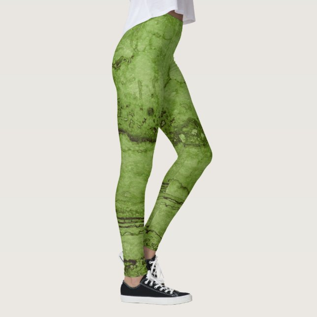 Leggings Granite abstrait vert | motif en marbre de pierre (Droite)