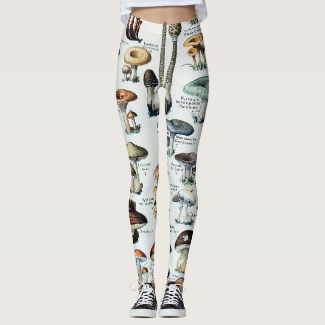 Leggings Graphique des champignons comestibles Vintages (Devant)
