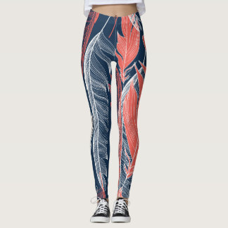 Leggings Graphiques En Plumes, Beau Motif sans couture.