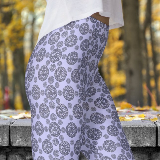 Leggings Gras Bleu et Noir Cercle Tribal Patten (Bold Blue and Black Circular Tribal Patten Leggings)