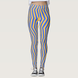 Leggings Gras bleu et or Chevron Zigzag Motif