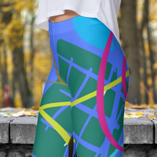 Leggings Gras Royal Bleu Abstrait