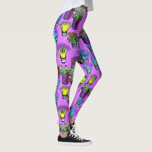 Leggings Grasses de pots de plante violet