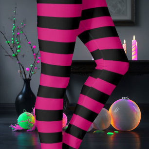 Leggings Gratté noir et rose