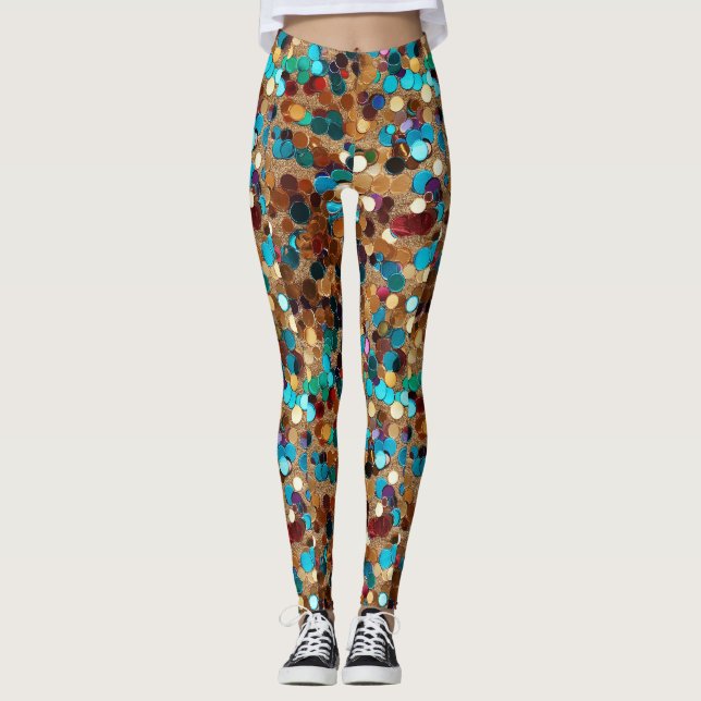 Leggings Gravure de paillettes multicolores (Devant)