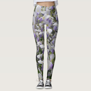 Leggings Gravure des Fleurs Grandes Wisteria