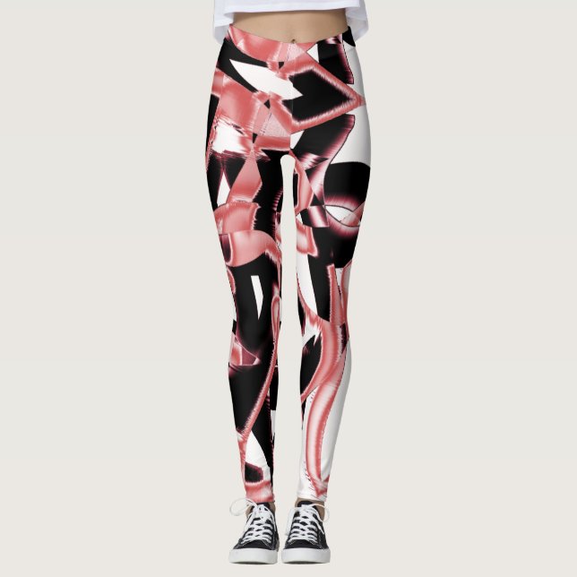 Leggings Gravures saumons et noires, cassettes détruites su (Devant)