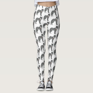 Leggings Gray wolf with pipe cartoon
