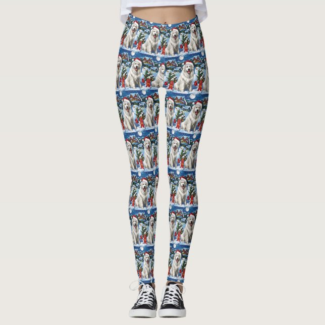 Leggings Great Pyrenees Winter Wonderland Noël Joie (Devant)