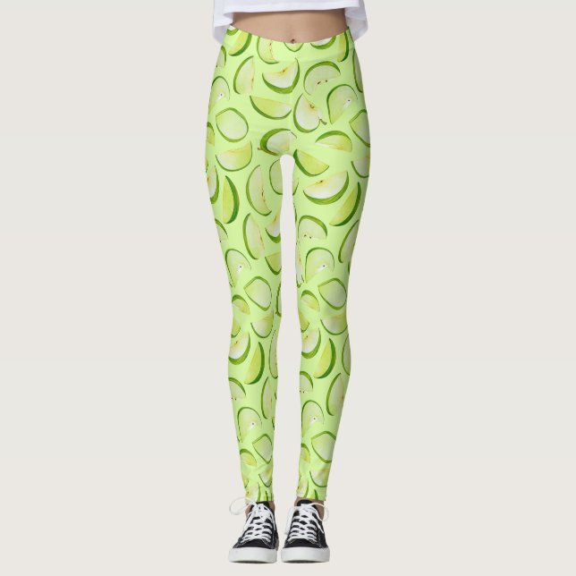 Leggings Green Apple Slice Pattern (Devant)