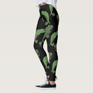 Leggings Green Chameleons Lizard Art