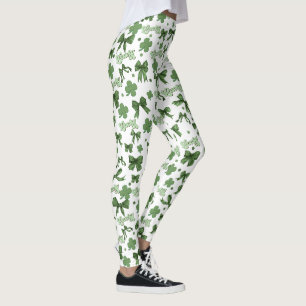 Leggings Green Coquette Lucky St Patrick's Day Motif