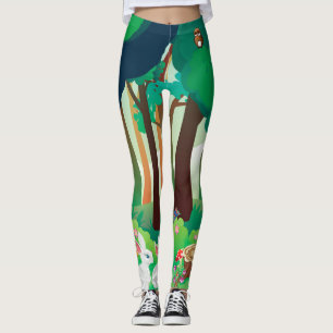 Leggings Green forest and cute animals