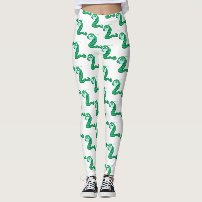 Leggings Green Kawaii Worm Thunder_Cove (Devant)