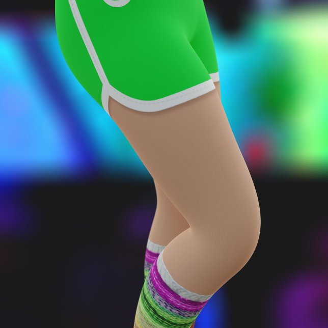 Leggings Green Sport Shorts 80s Mode Retro Leg Warmer (Fun leggings to wear at your 80's roller skating themed bachelorette party. Just add your number)