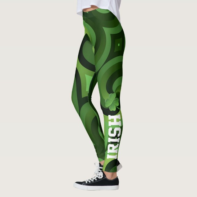Leggings Green Swirl Irlandais St. Patrick's Day Shamrock (Gauche)