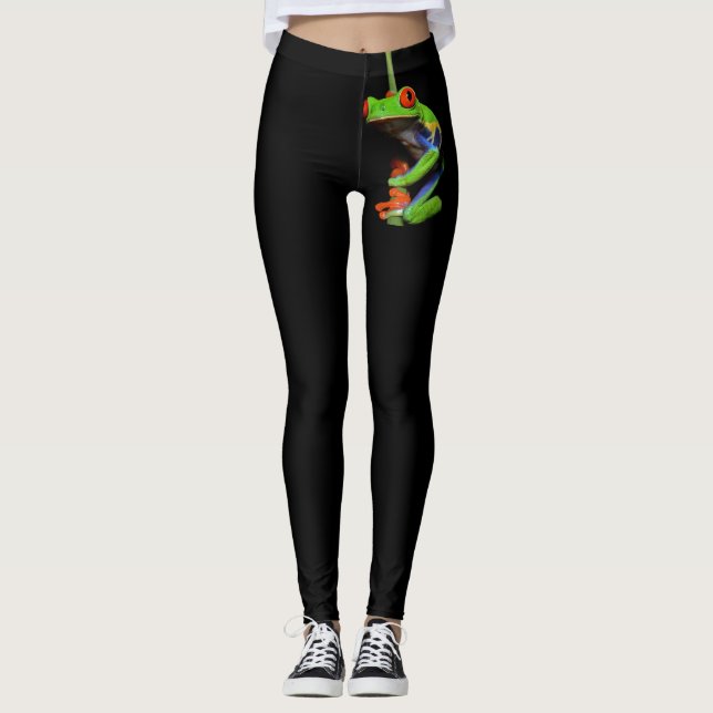 Leggings Grenouille à feuilles rouges (Devant)