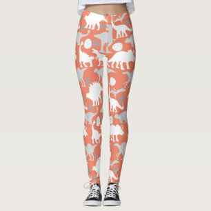 Leggings Grey Dino Motif Orange BG