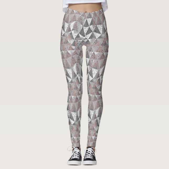 Leggings grey tones geometric pattern with triangles (Devant)