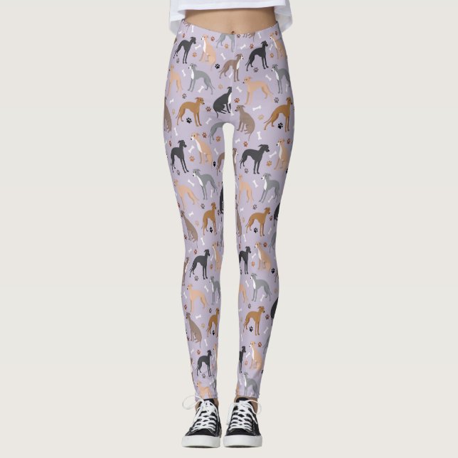 Leggings Greyhound Dog Bones and Paws (Devant)