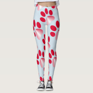 Leggings Griffe d'animal à dégradé rouge et blanc