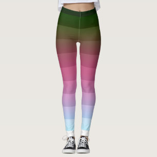 Leggings Grille ombre rayée doublée doux bleu multicolo