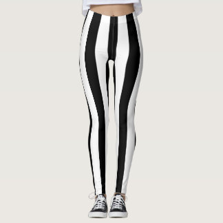 Leggings Grilles verticales noir et blanc de grande taille