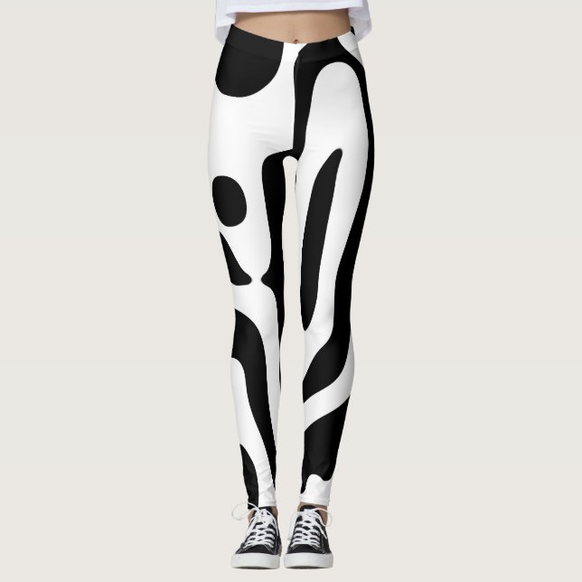 Leggings Grip Vise : Noir et Blanc Abstrait (Devant)