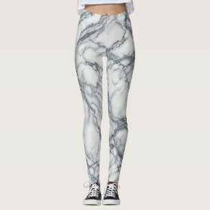 Leggings Gris chic et aspect marbre blanc pour un style gla