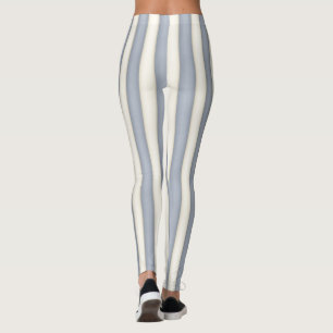 Leggings Gris d'ardoise et blanc antique Rayures verticales