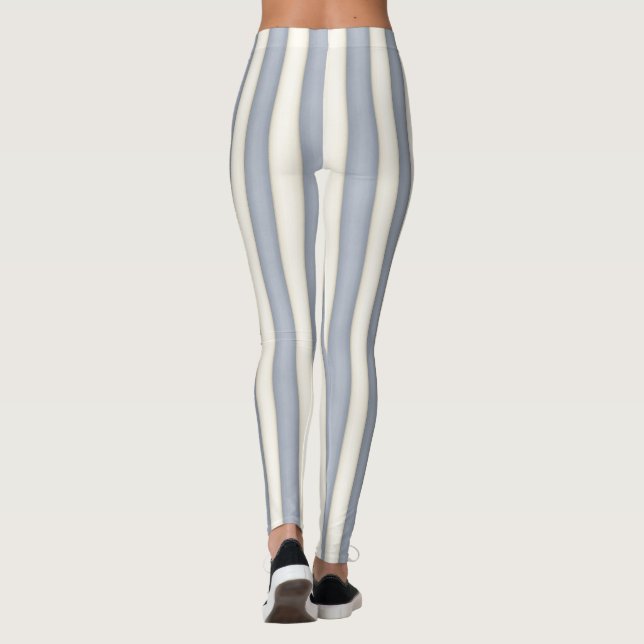 Leggings Gris d'ardoise et blanc antique Rayures verticales (Dos)