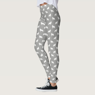 Leggings Gris et blanc de motif de silhouettes de Grands