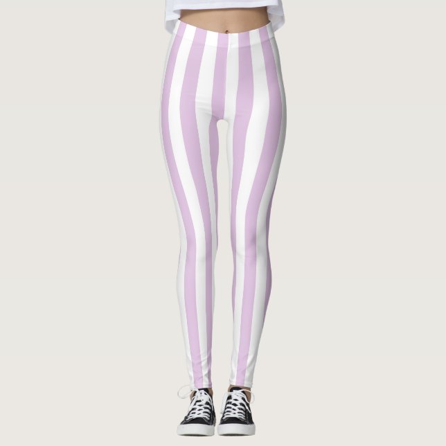 Leggings Gris mauves et blancs verticaux (Devant)