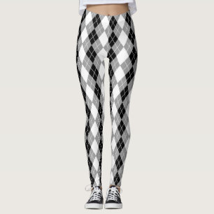 Leggings Gris noir blanc Jacquard Diamant Design